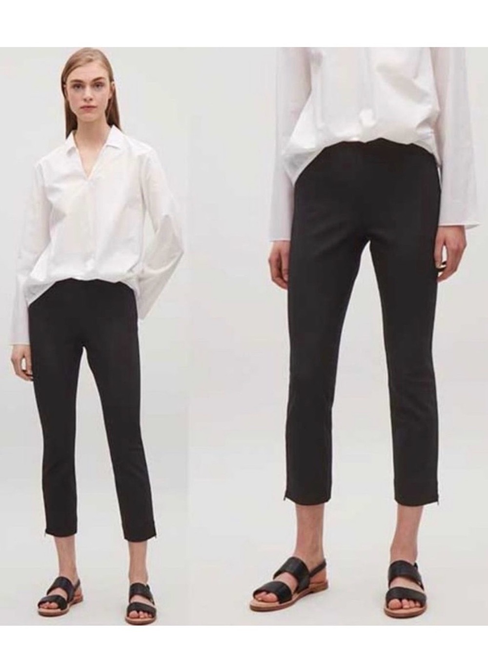 COS Black Ankle-Zip, Side-Zip Pants, Women’s 4 x 25” Inseam